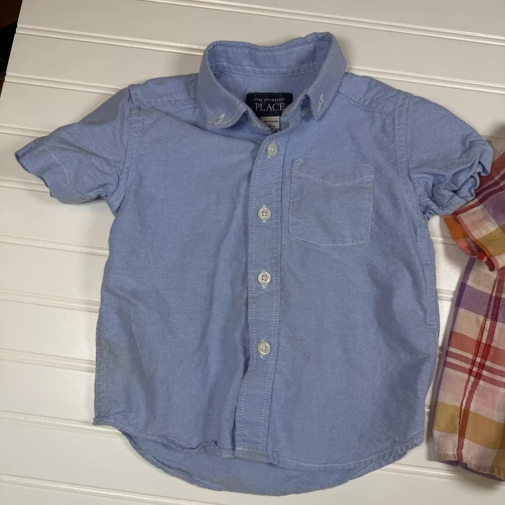Lot Of Toddler Short Sleeve Button Up Shirts Toddler 18 Months Multicolor‎ Used